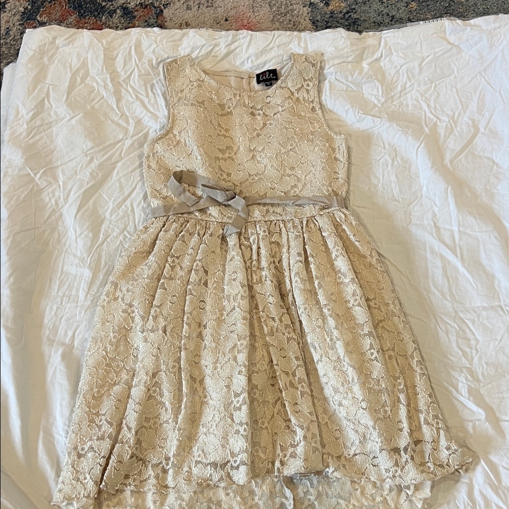 Elegant Cream Lace Kids Dress
